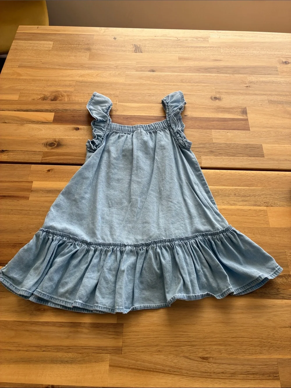 OshKosh B'Gosh Chambray Blue Ruffle Strap Drop Waist Toddler Dress Size 24 Month